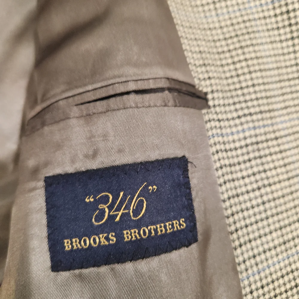 Brooks‎ Brothers Men Gray Houndstooth Silk Wool Blend Sport Coat Size 42L Career